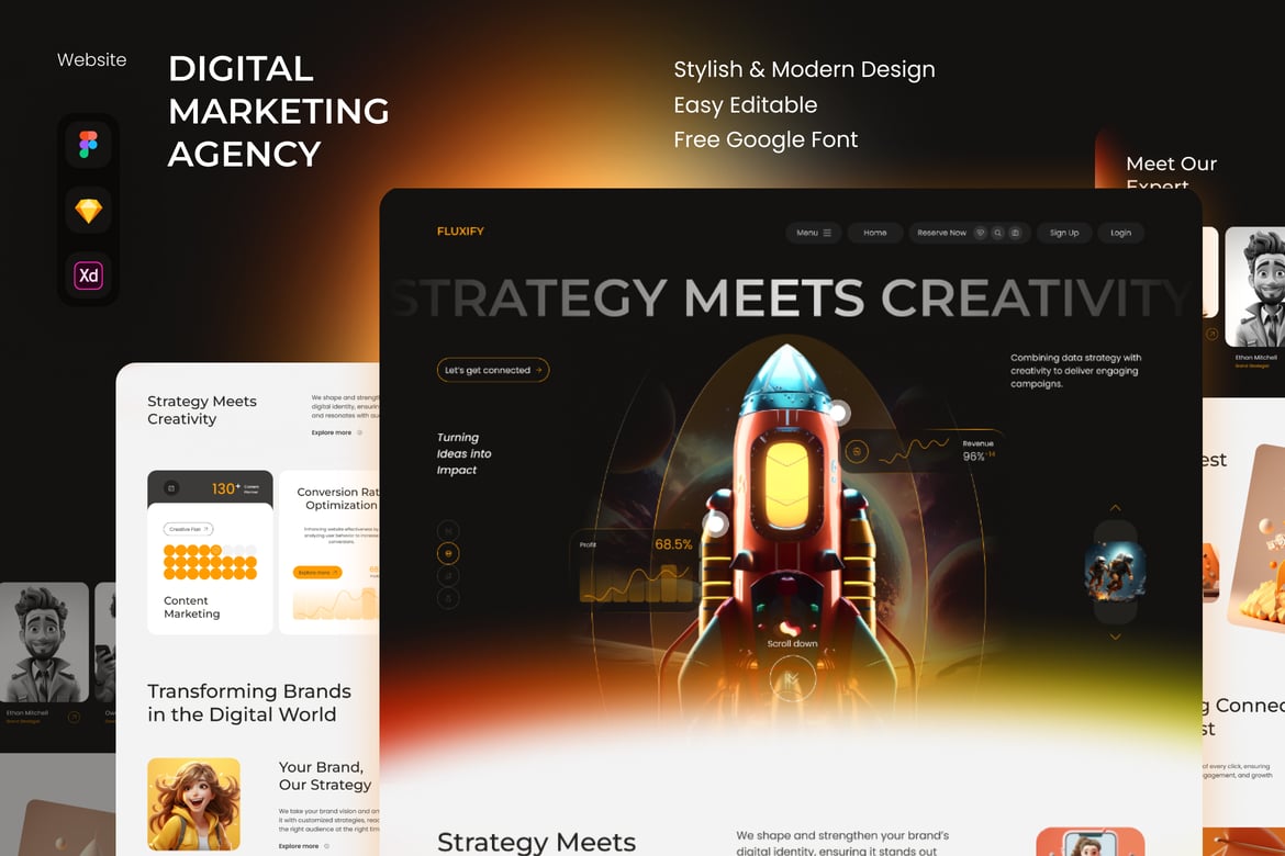 Download Fluxify - Digital Marketing Agency Website Figma Design