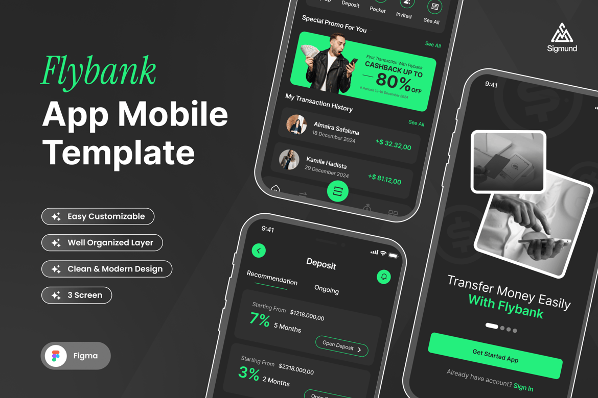 Download Flybank - Mobile Banking App Mobile UI Kits Figma Design