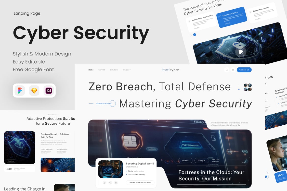 Download Forticyber - Cyber Security Landing Page Figma Design