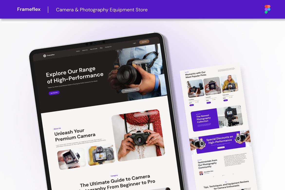 Download Frameflex - Camera & Photography Equipment Store Figma Design