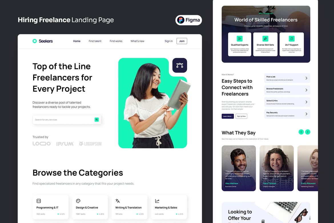 Download Freelancer Landing Page Figma Design