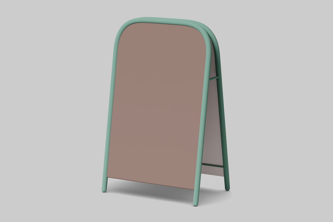 Download Freestanding sign with green frame and brown front panel 3D Model