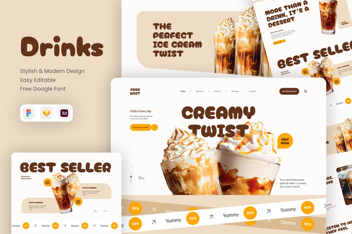 Download Froswist - Drink display product website Figma Design