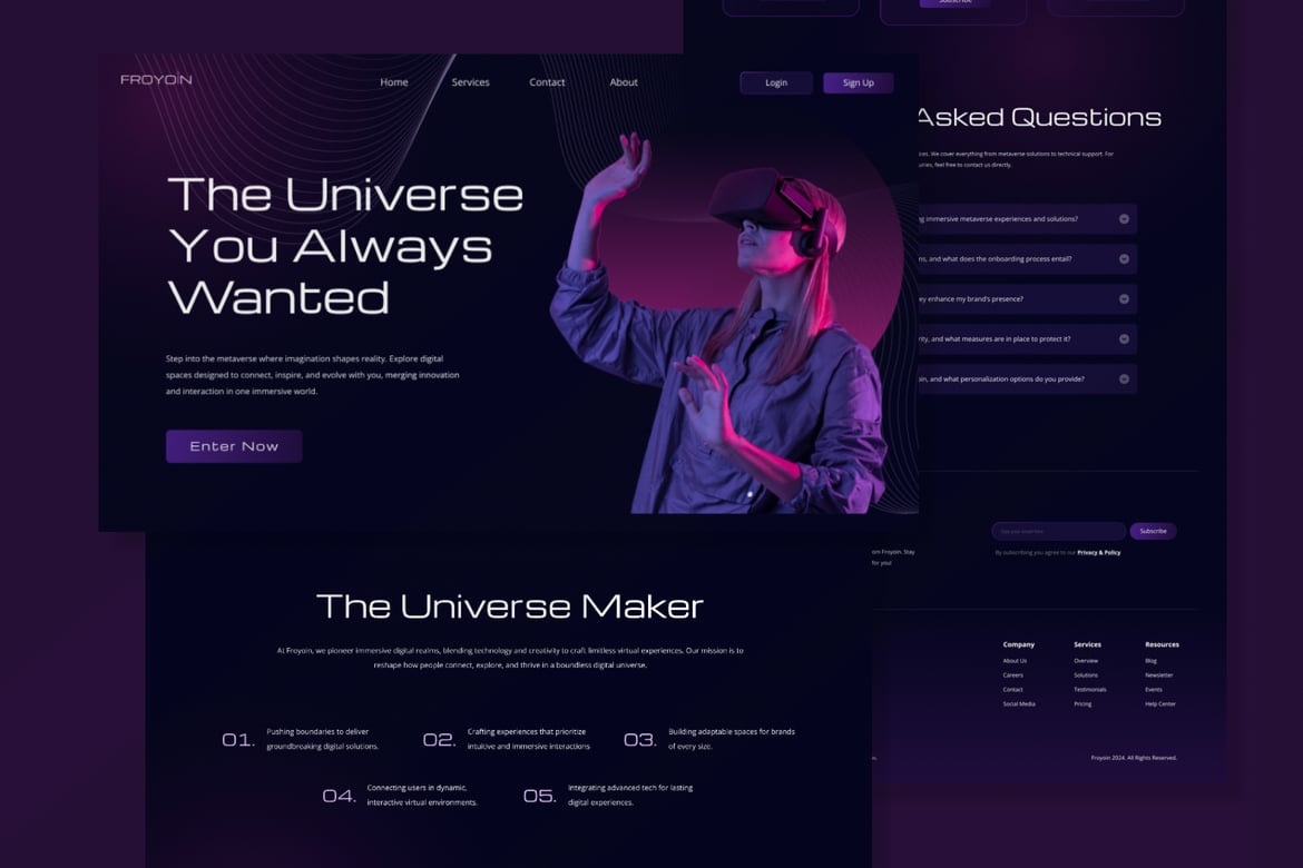 Download Froyoin - Metaverse Website Homepage Figma Design