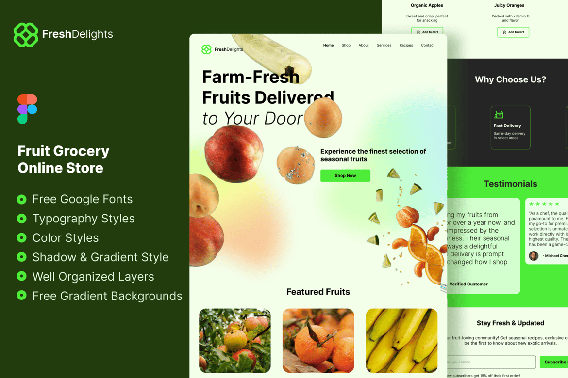 Download Fruit Grocery Online Store Template Figma Design