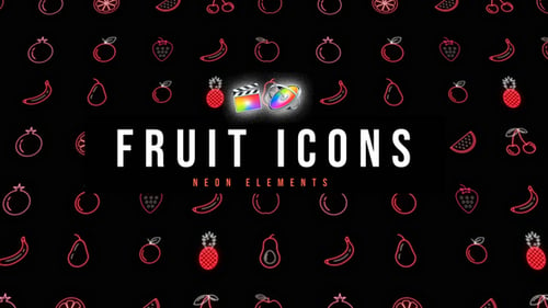 Download Fruit Neon Icons Apple Motion Template