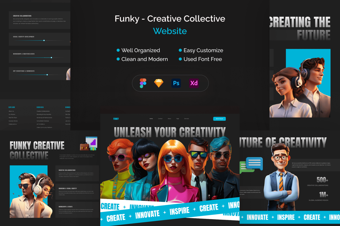 Download Funky - Creative Collective Website Figma Design