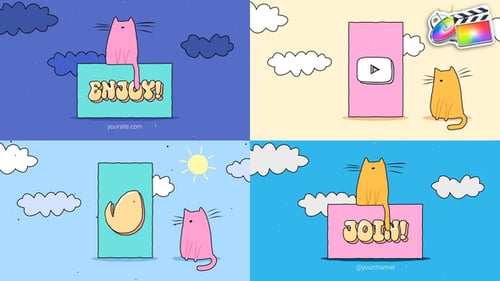 Download Funny Cartoon Cat Logo | FCPX Apple Motion Template