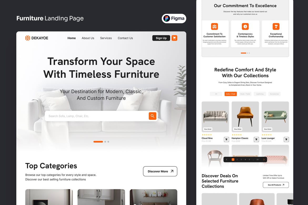 Download Furniture Landing Page Template Figma Design