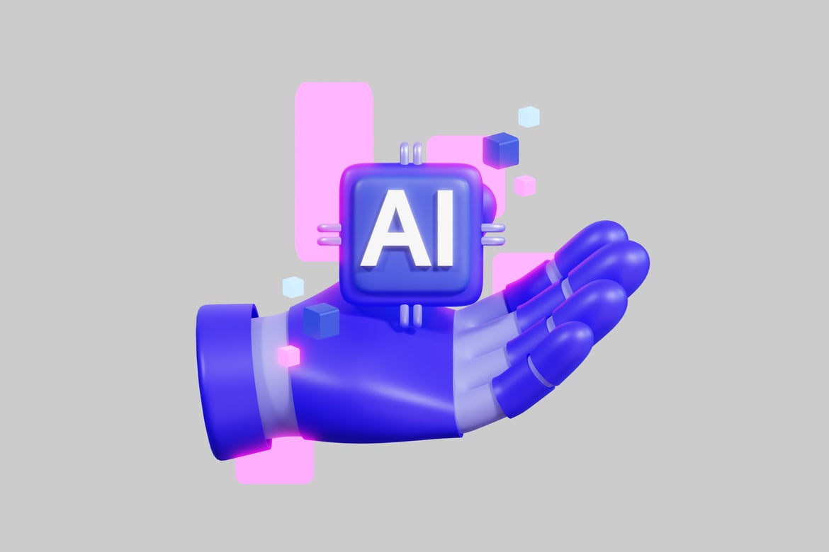 Download Futuristic robotic hand with AI device 3D Model