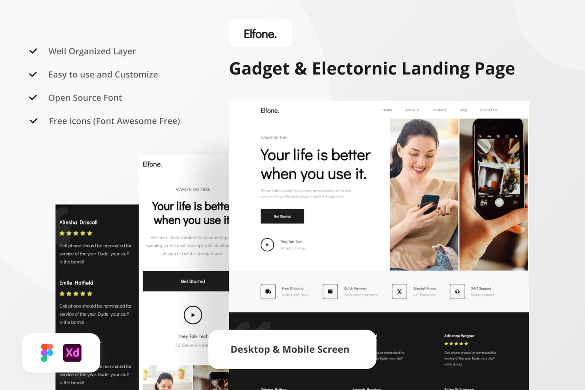 Download Gadget & Electronic Landing Page Figma Design