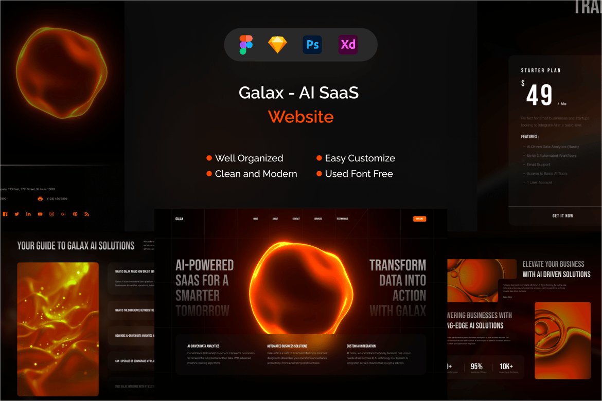 Download Galax - AI SaaS Website Figma Design