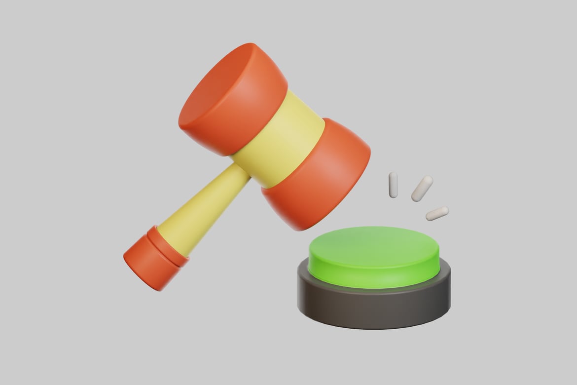 Download Gavel with circular object and pills 3D Model