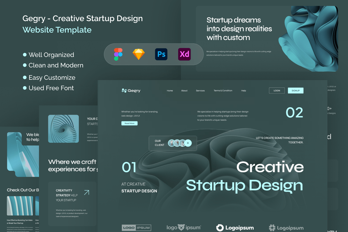 Download Gegry - Creative Startup Design Website Figma Design