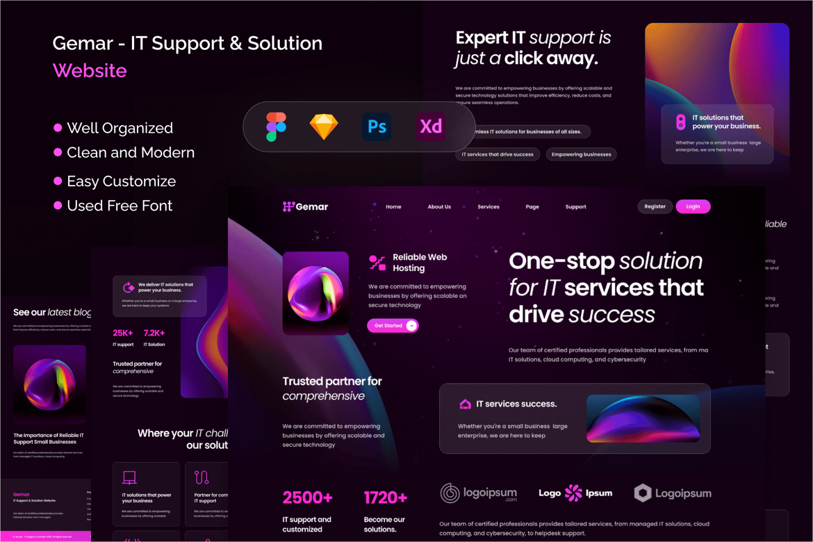 Download Gemar - IT Support & Solution Website Figma Design