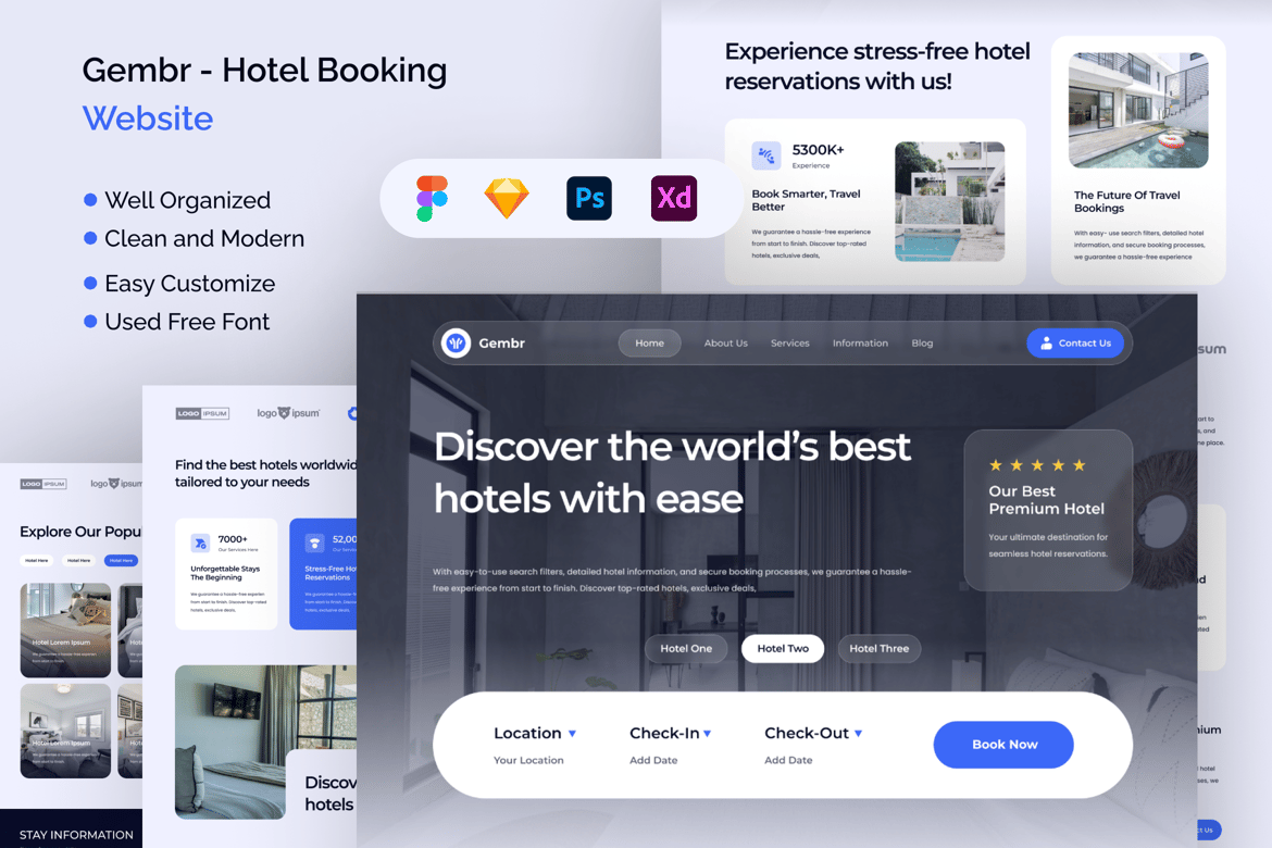 Download Gembr - Hotel Booking Website Figma Design