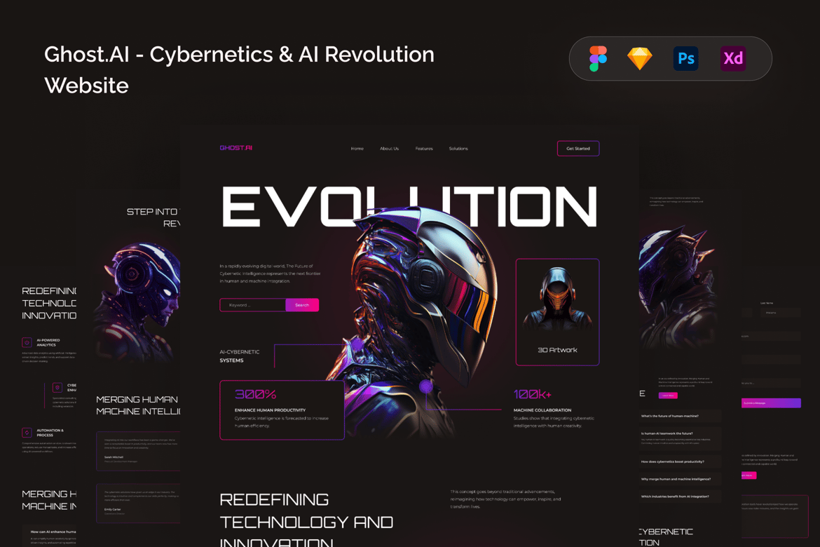 Download Ghost.AI - Cybernetics & AI Revolution Website Figma Design