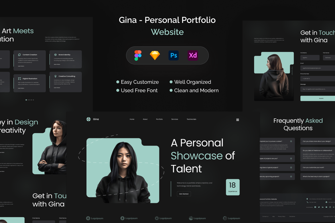 Download Gina - Personal Portfolio Website Figma Design