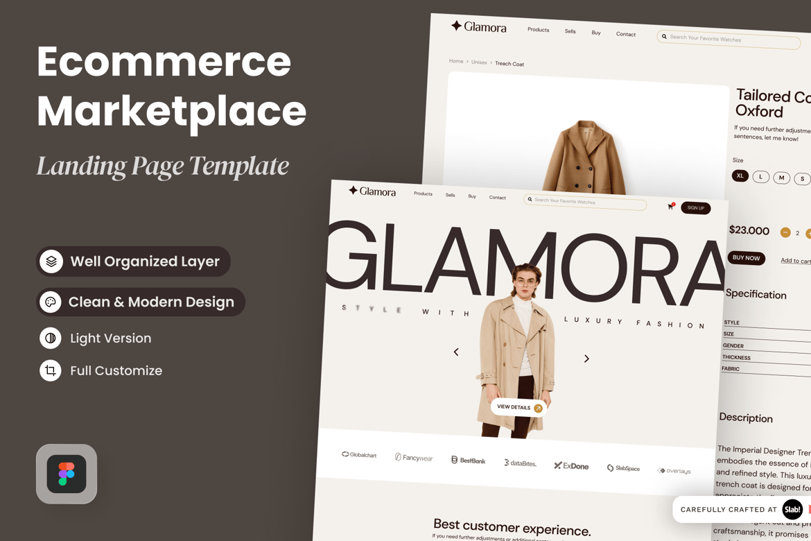 Download Glamora - Ecommerce Marketplace Landing Page Figma Design