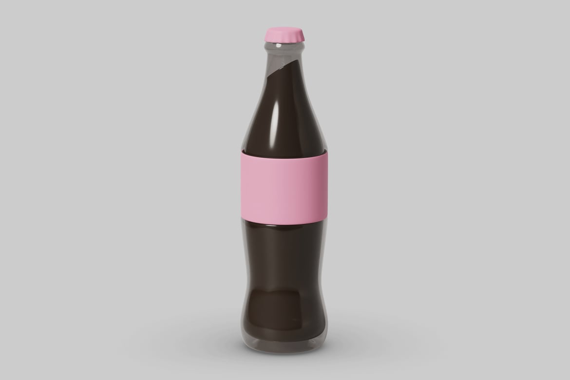 Download Glass bottle with pink cap and label 3D Model