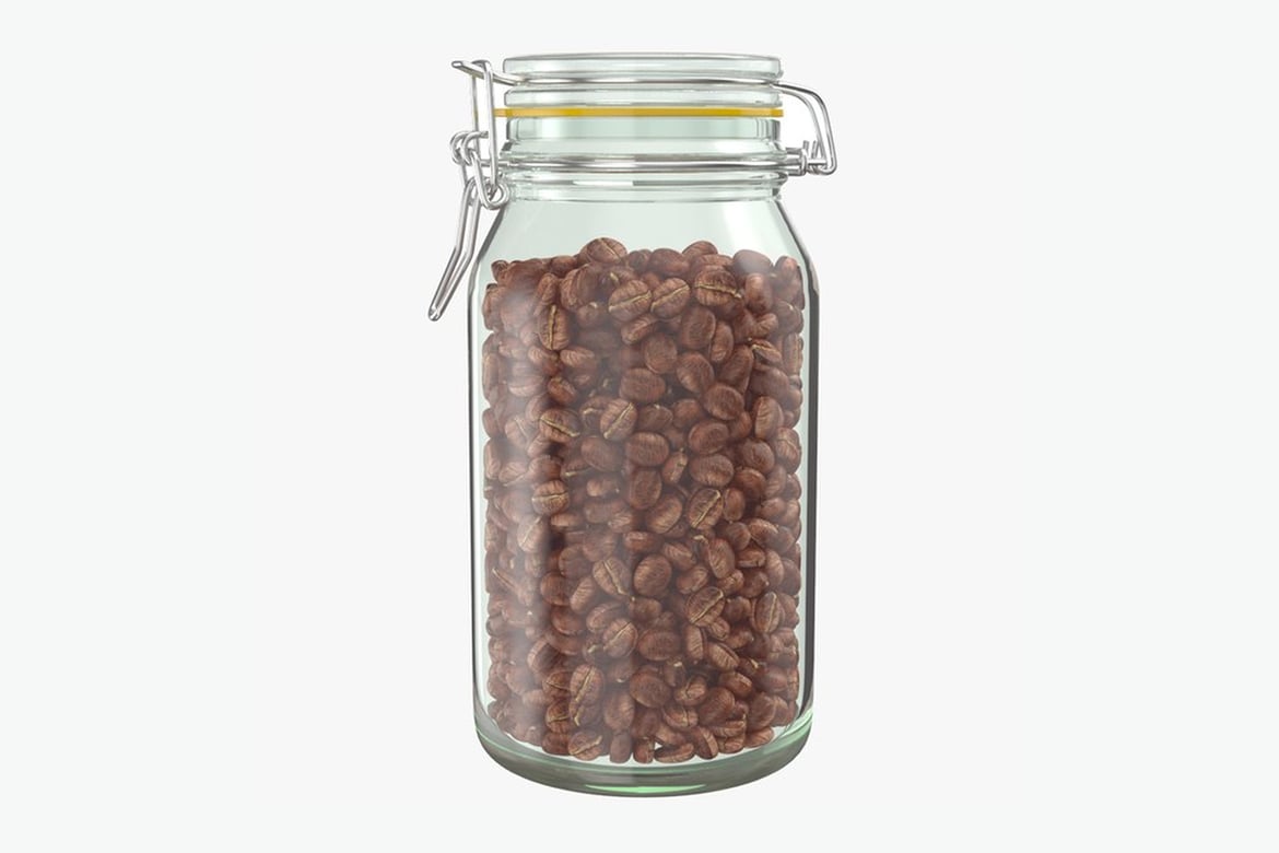 Download Glass Jar Containing Coffee Beans 3D Model