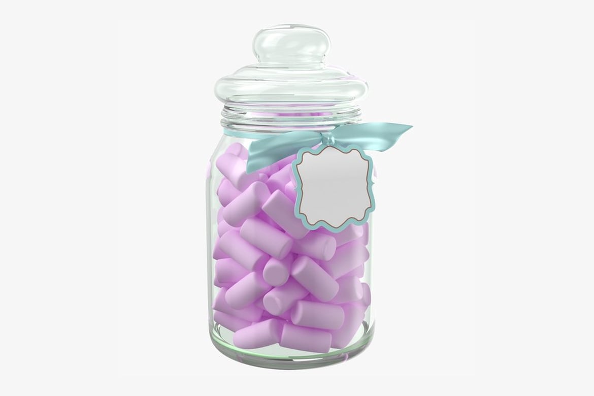 Download Glass Jar with Purple Cylindrical Contents and Decorative Ribbon 3D Model