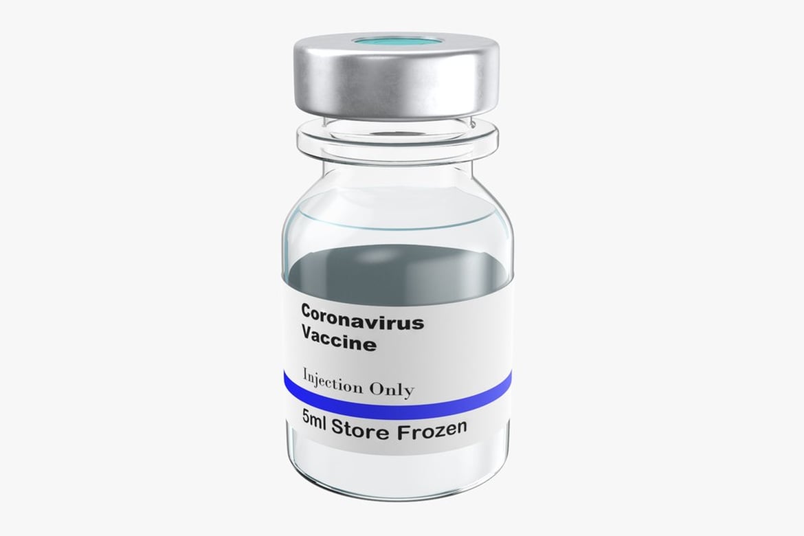 Download Glass Vial with Vaccine Label 3D Model