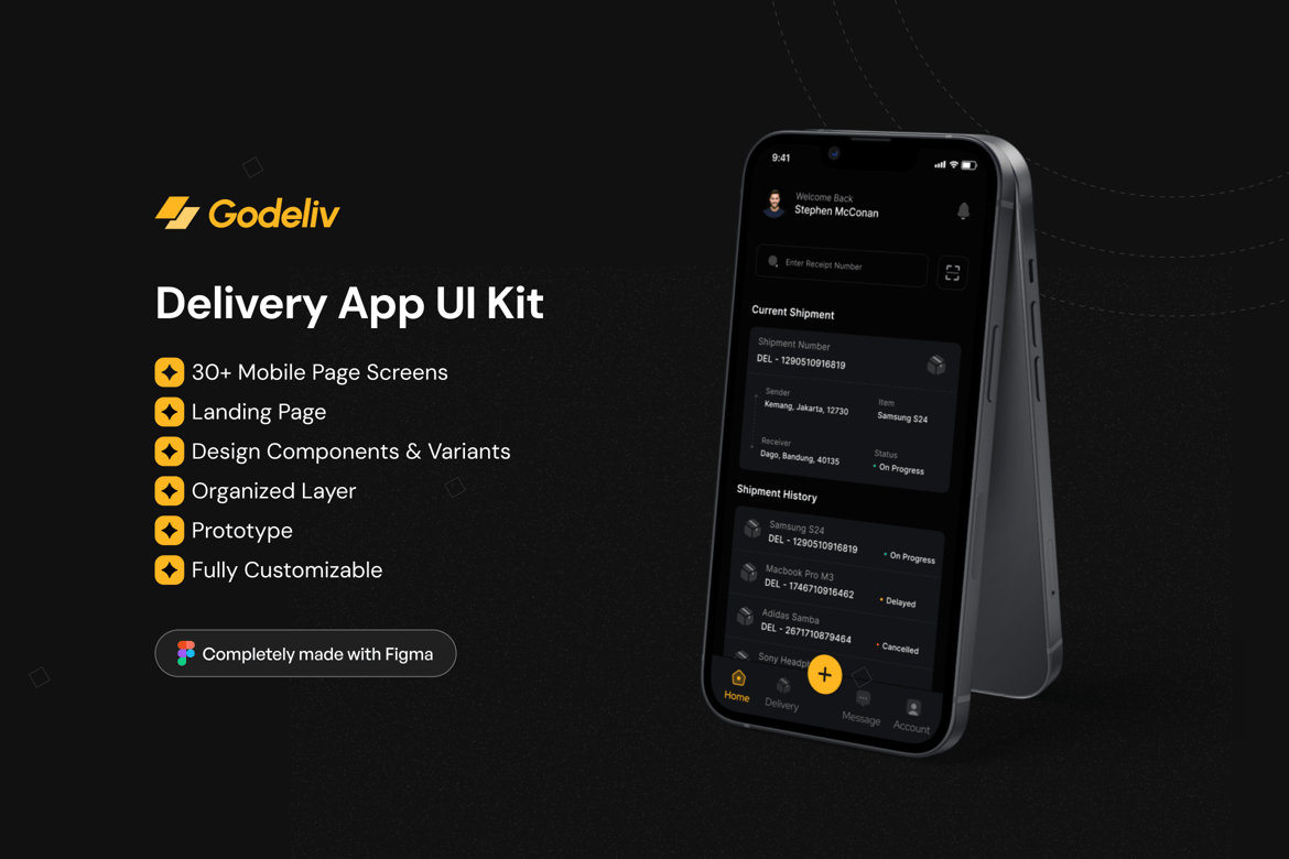 Download Godeliv - Delivery App UI Kit Figma Design