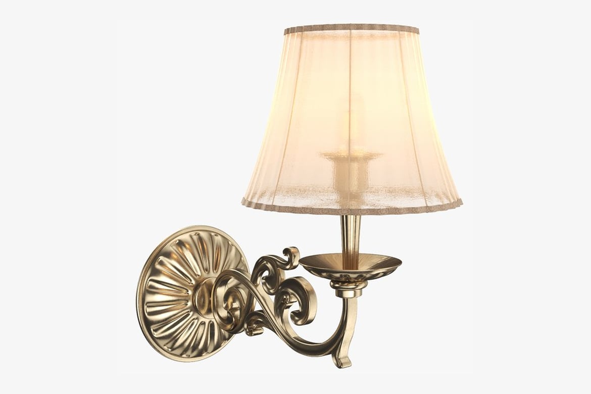 Download Gold-Based Wall Lamp with Cream Shade 3D Model