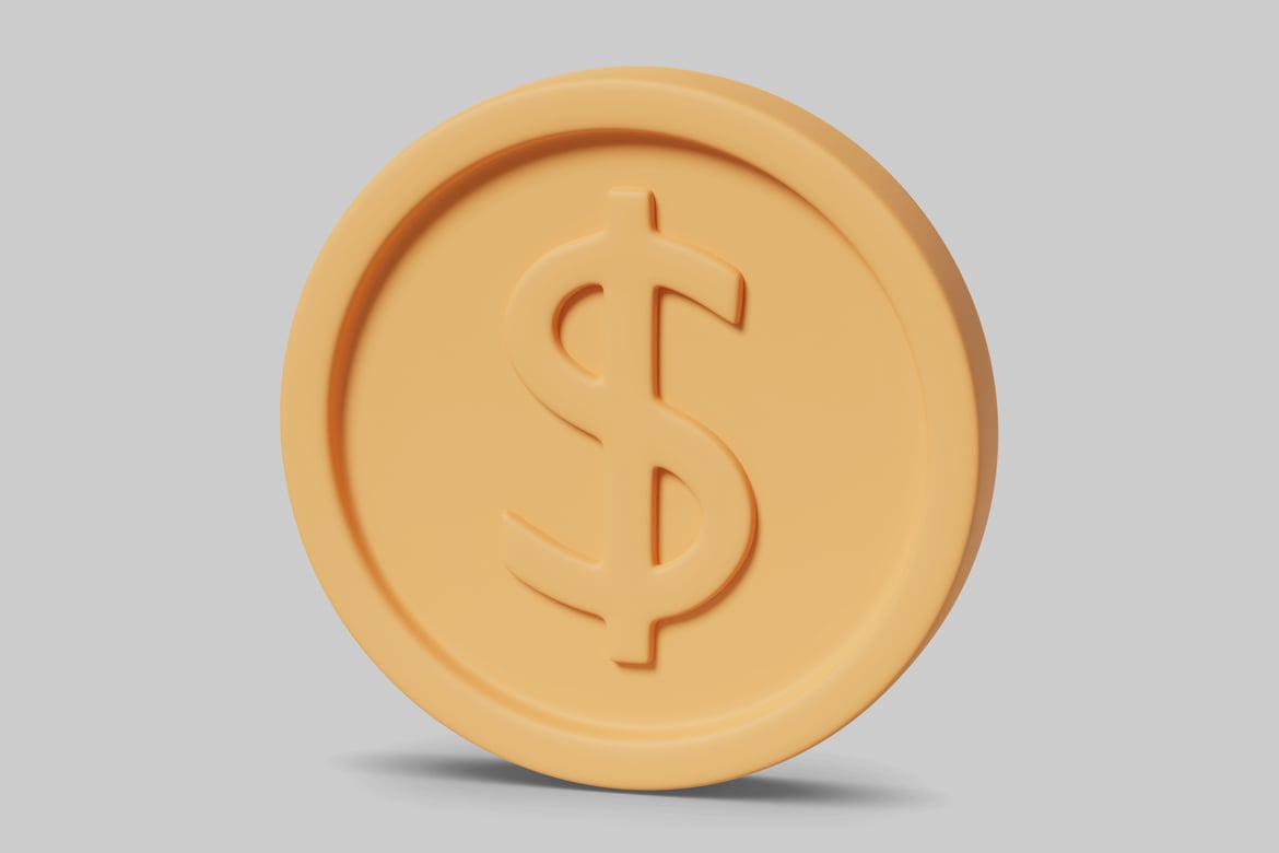 Download Gold coin with dollar sign. 3D Model