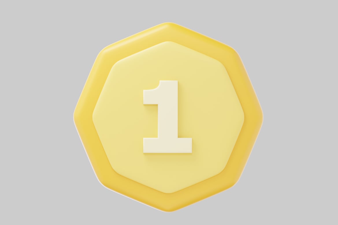 Download Gold coin with hexagonal shape and yellow hue 3D Model