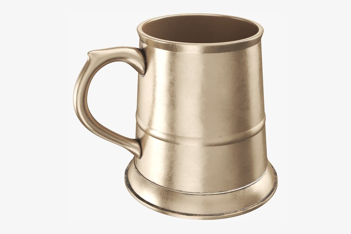 Download Gold Metallic Mug with Curved Handle 3D Model