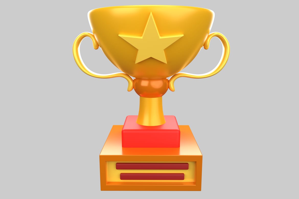 Download Gold trophy with star on it. 3D Model