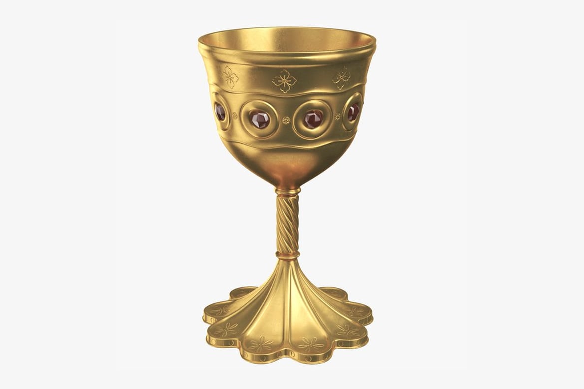 Download Golden Chalice with Jeweled Bowl and Scalloped Base 3D Model