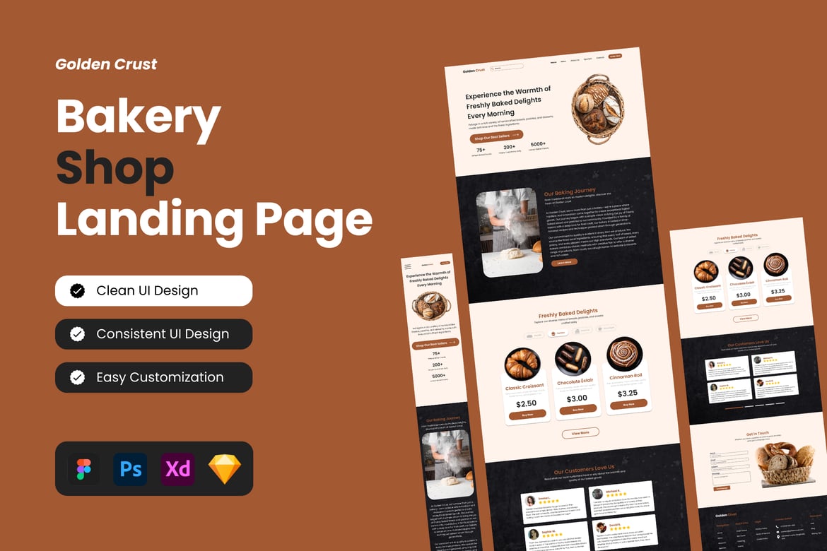 Download Golden Crust - Bakery Shop Landing Page Figma Design