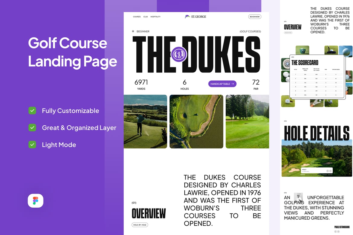 Download Golf Course Landing Page - ST. George Figma Design