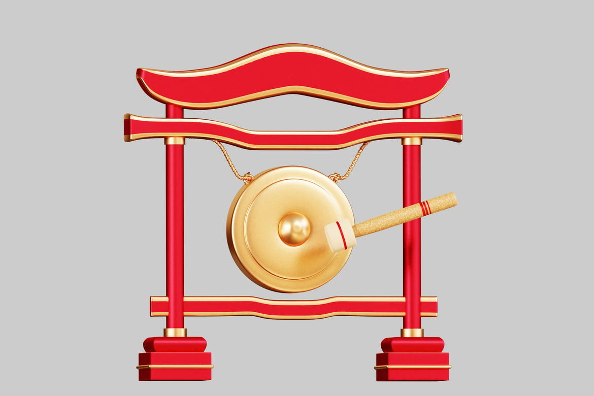 Download Gong stand with gong. 3D Model