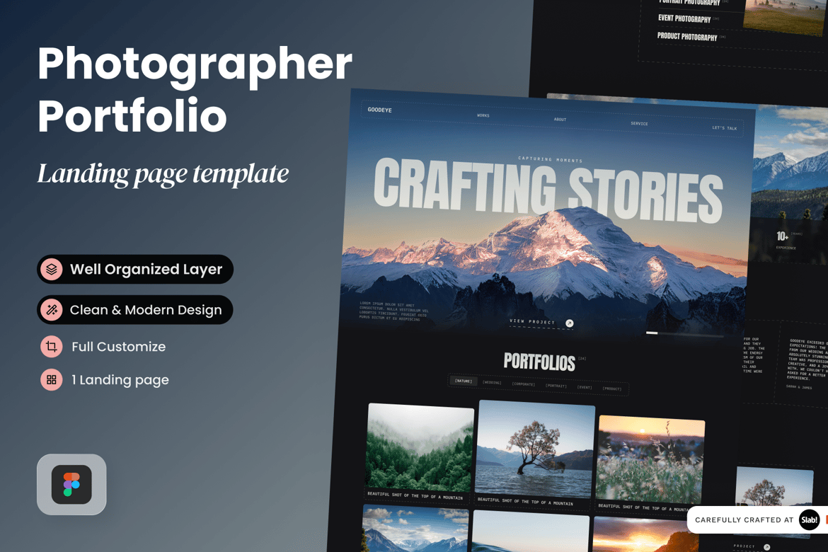 Download Goodeye - Photographer Portfolio Landing Page Figma Design