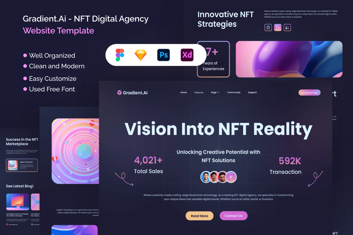 Download Gradient.Ai - NFT Digital Agency Website Template