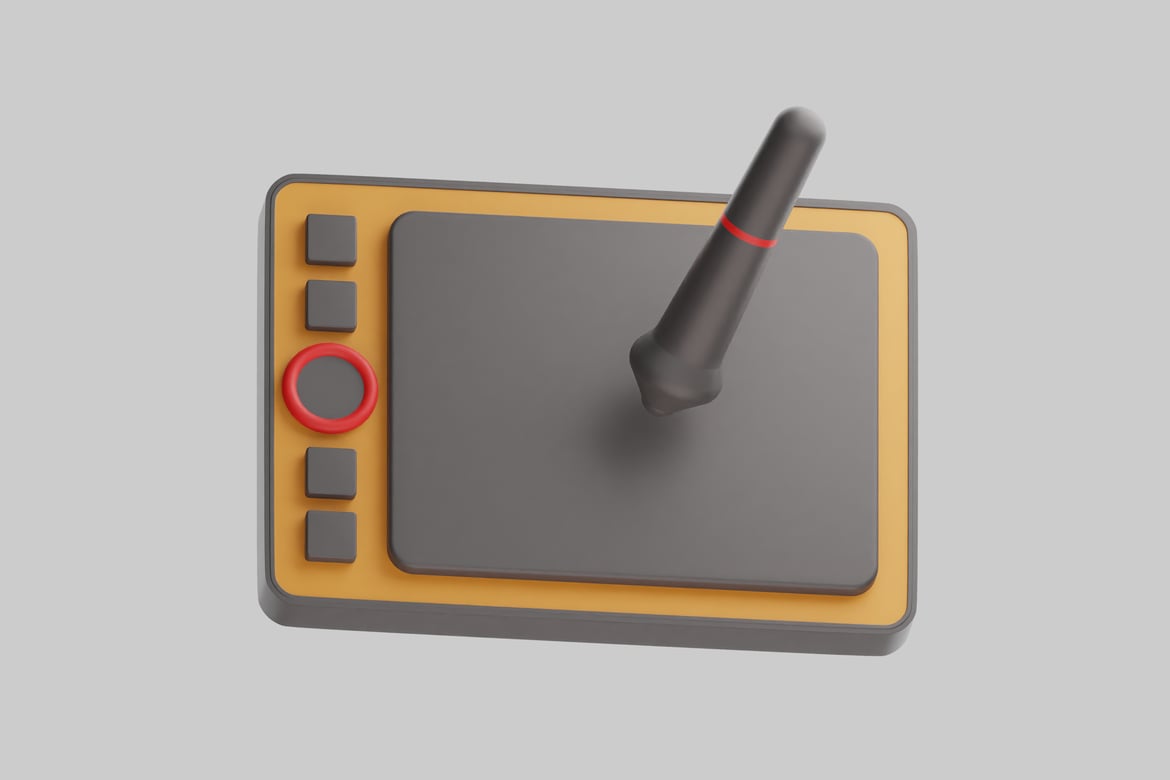 Download Graphics tablet with stylus 3D Model