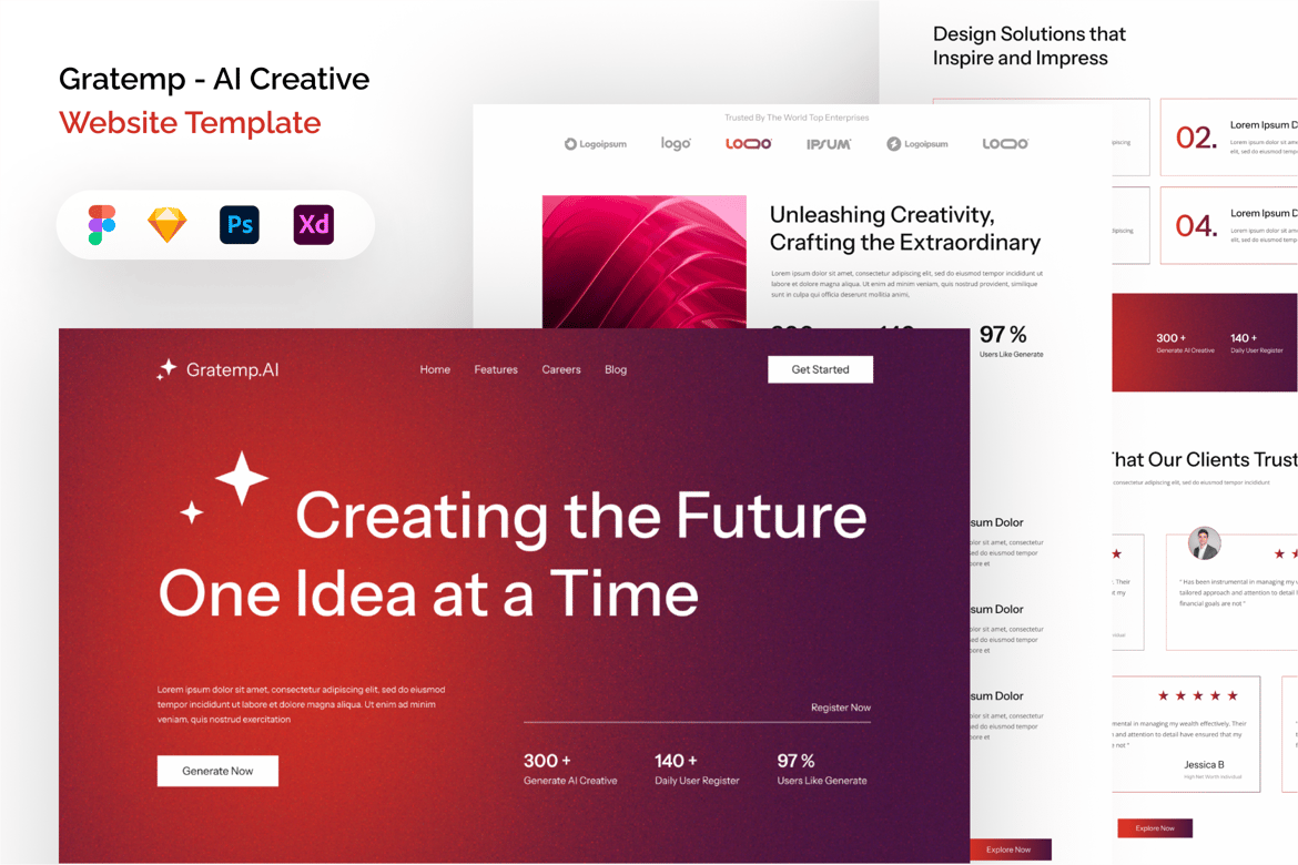 Download Gratemp - AI Creative Website Template Figma Design