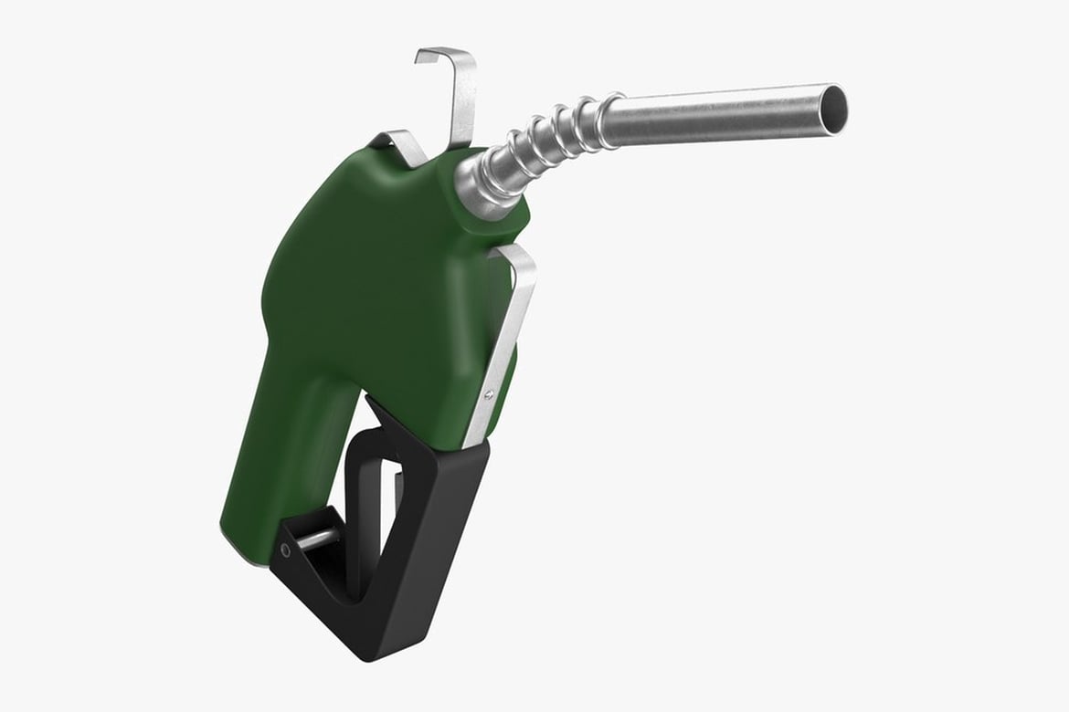 Download Green and Silver Fuel Nozzle in Profile 3D Model