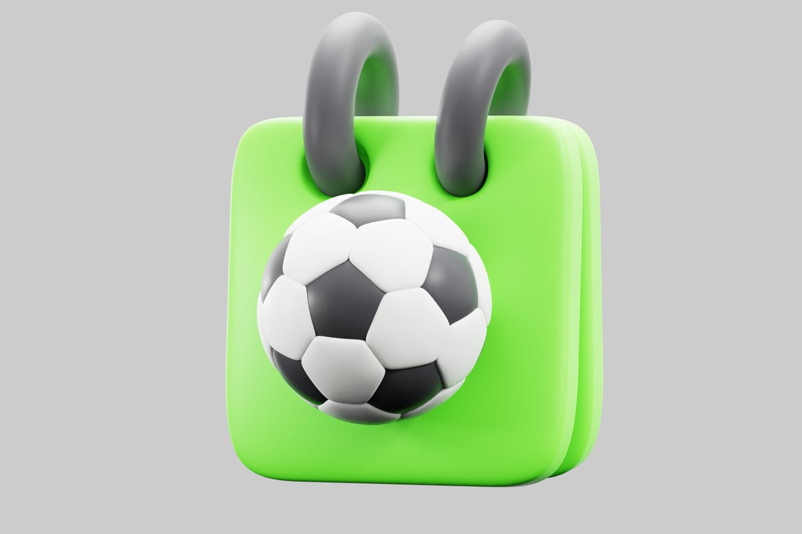 Download Green padlock with soccer ball 3D Model