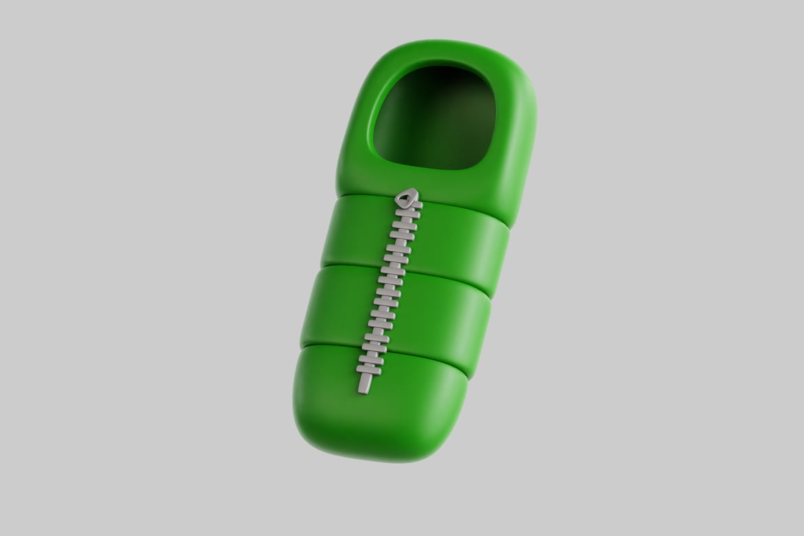 Download Green rectangular object with zipper 3D Model