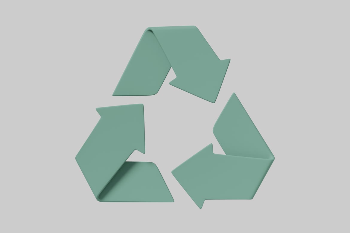 Download Green recycling symbol. 3D Model