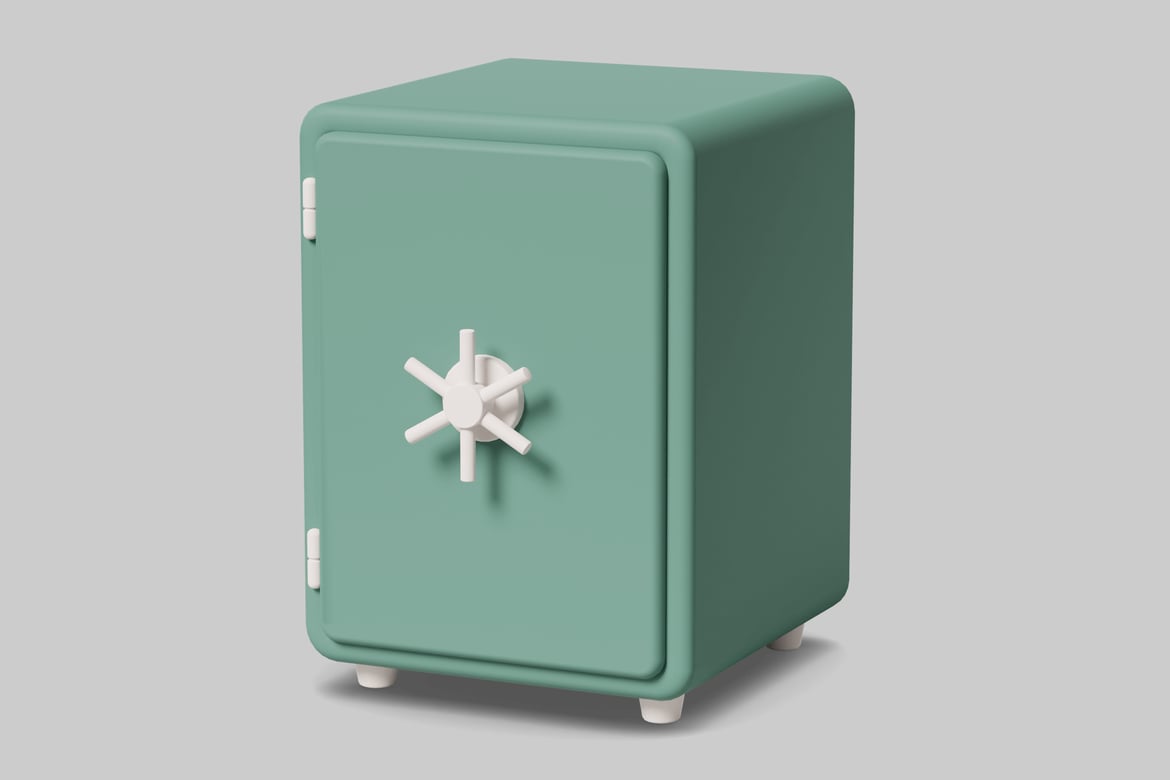 Download Green safe with a white dial 3D Model