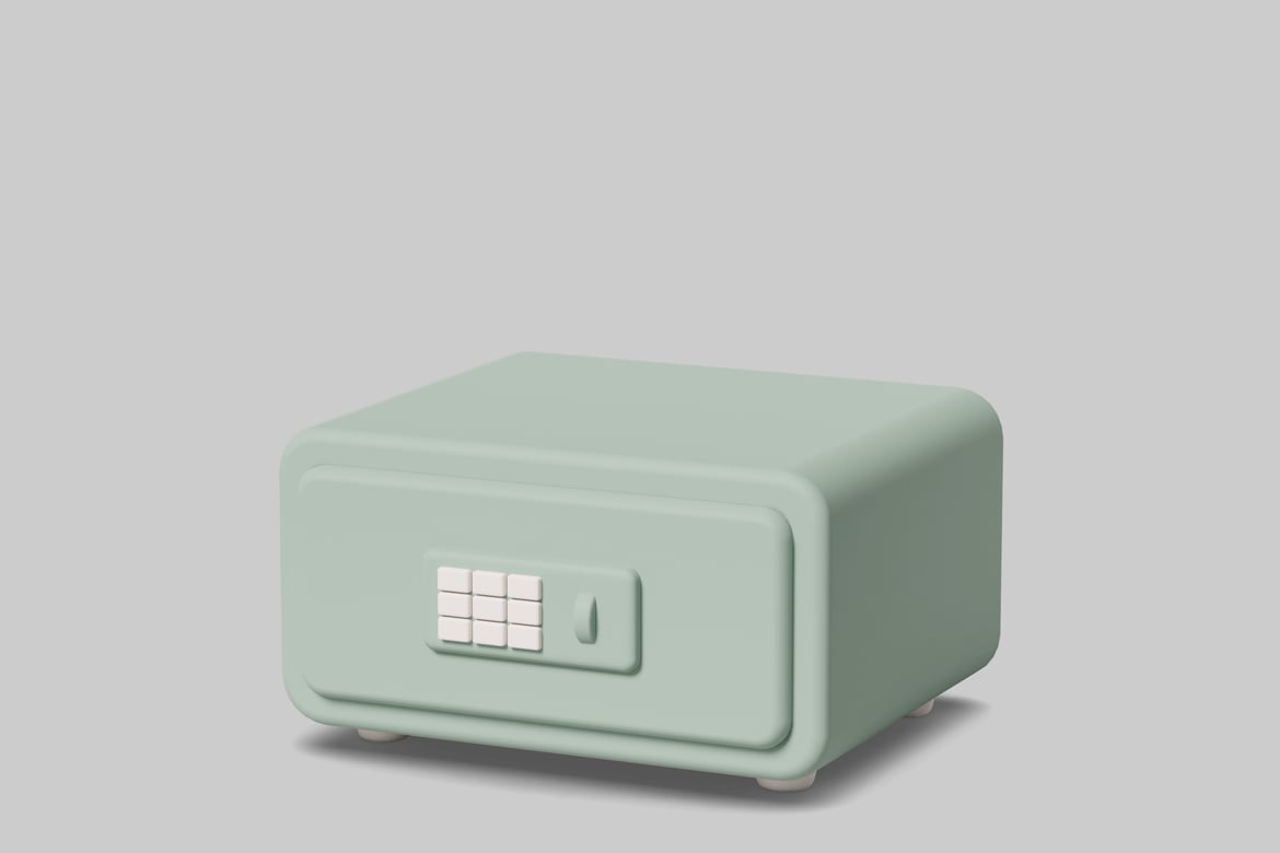 Download Green safe with combination lock 3D Model