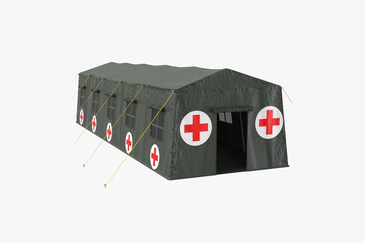 Download Green Tent with Red Cross Symbols 3D Model