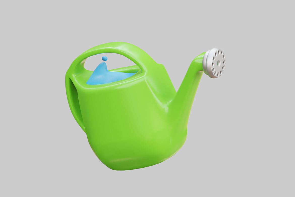 Download Green watering can with white spout 3D Model