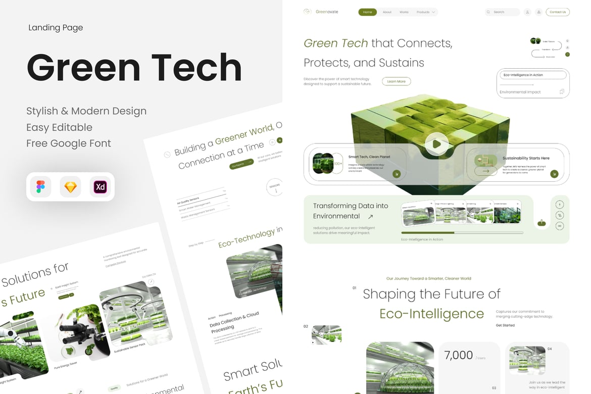 Download Greenovate - Green Tech Landing Page Figma Design